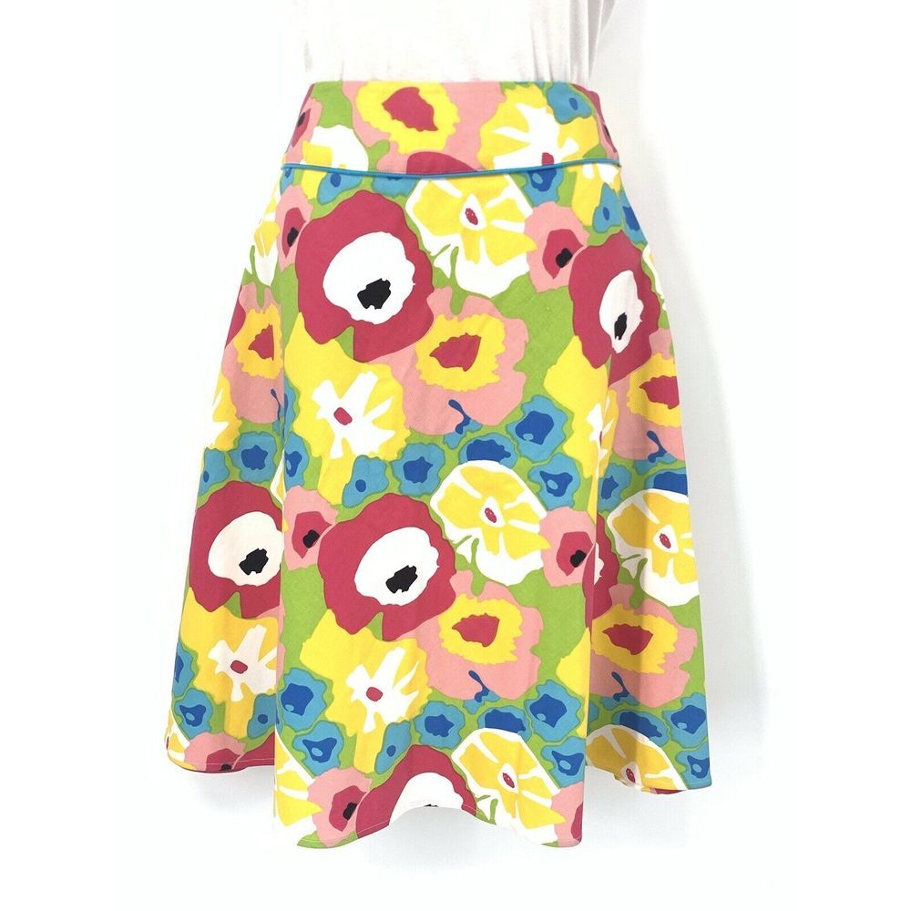Emma Tricot Multi Color Flowers Stretch A-Line Side Zipper Women's‎ Skirt Size 4